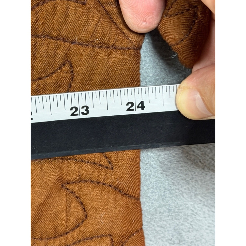 Anthropologie Jacket Womens XL Brown Quilted Collarless Kimono Open Front Lined - Picture 7 of 9